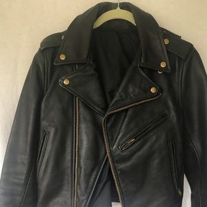 Branded NY heavy black leather lined jacket size10